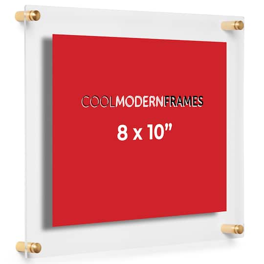 Cool Modern Frames 2 Pack Clear Acrylic Float Frame with Gold Hardware
